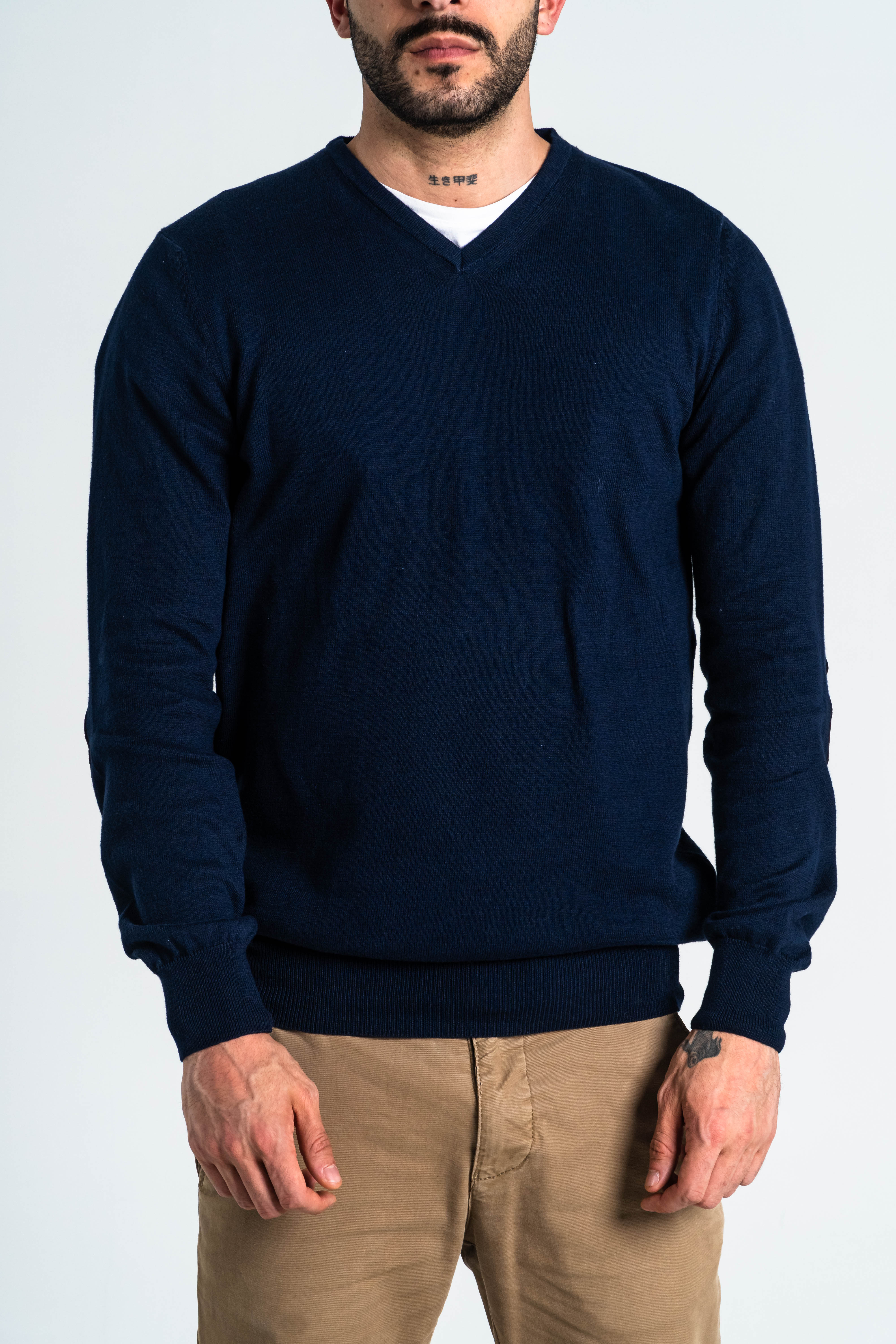 SACO CODERAS CUELLO V ALGODÓN AZUL OSCURO_02132