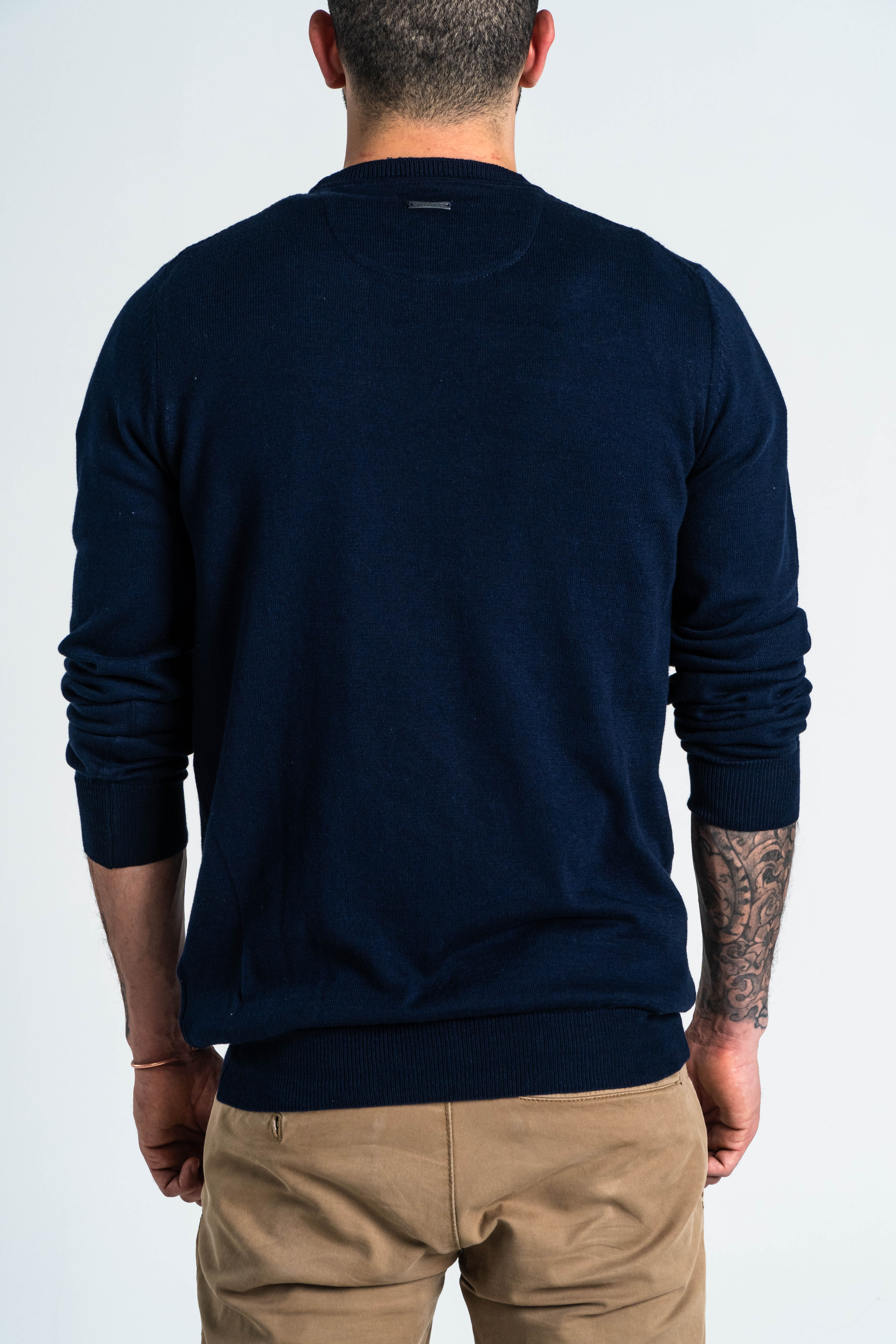 SACO CUELLO REDONDO ALGODÓN AZUL OSCURO_02125