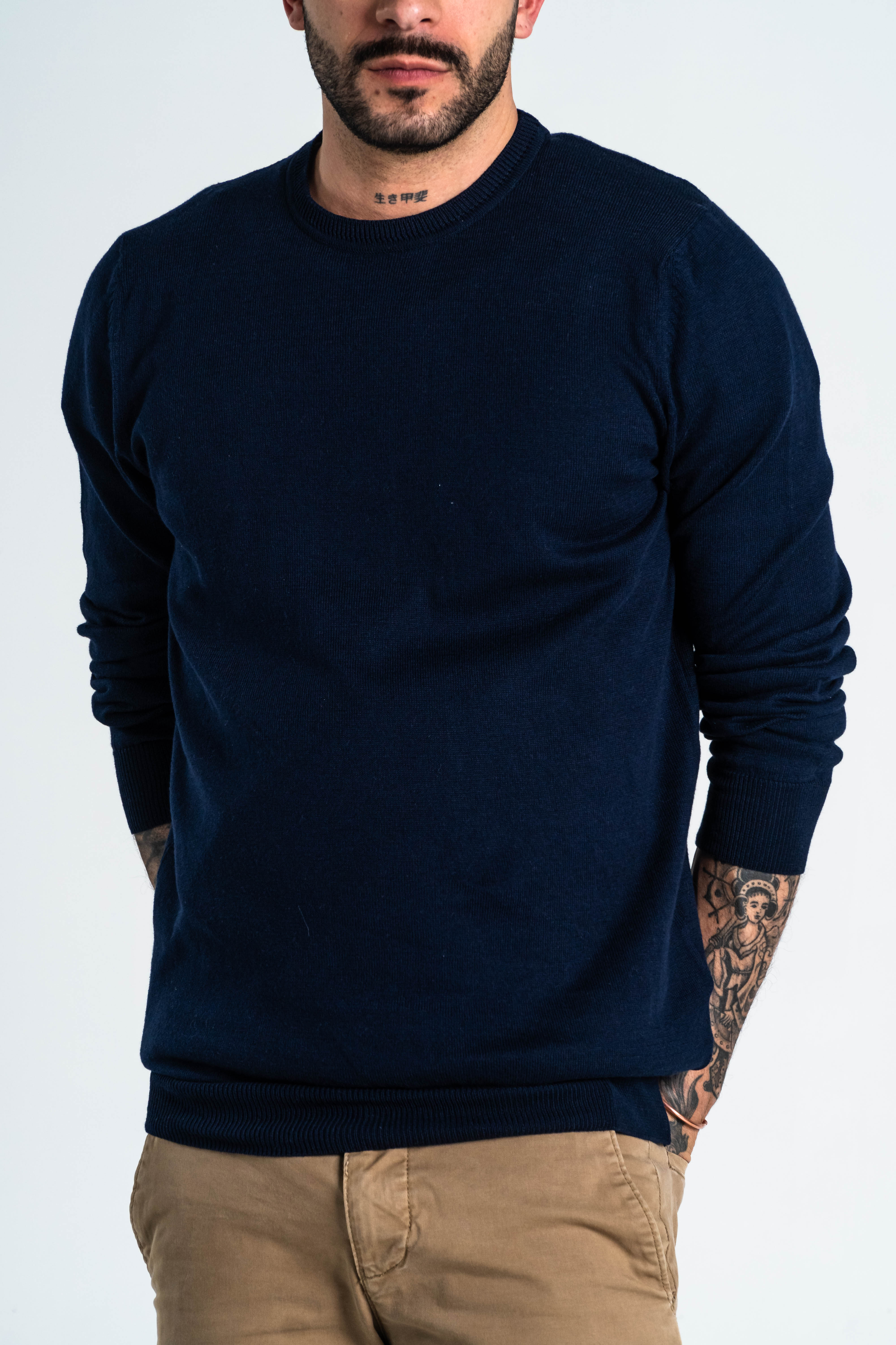 SACO CUELLO REDONDO ALGODÓN AZUL OSCURO_02125