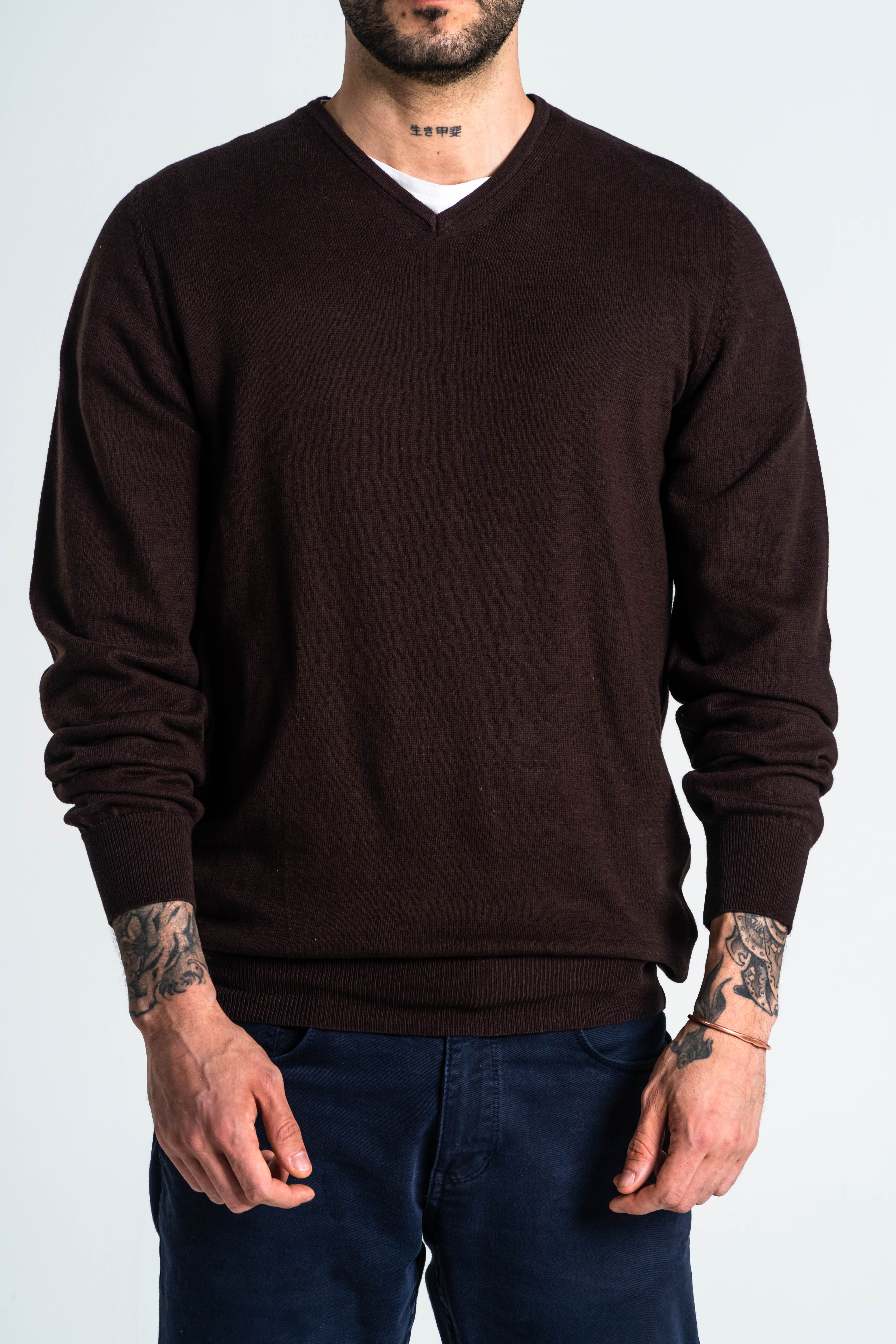 SACO CUELLO V ALGODÓN CHOCOLATE_02122