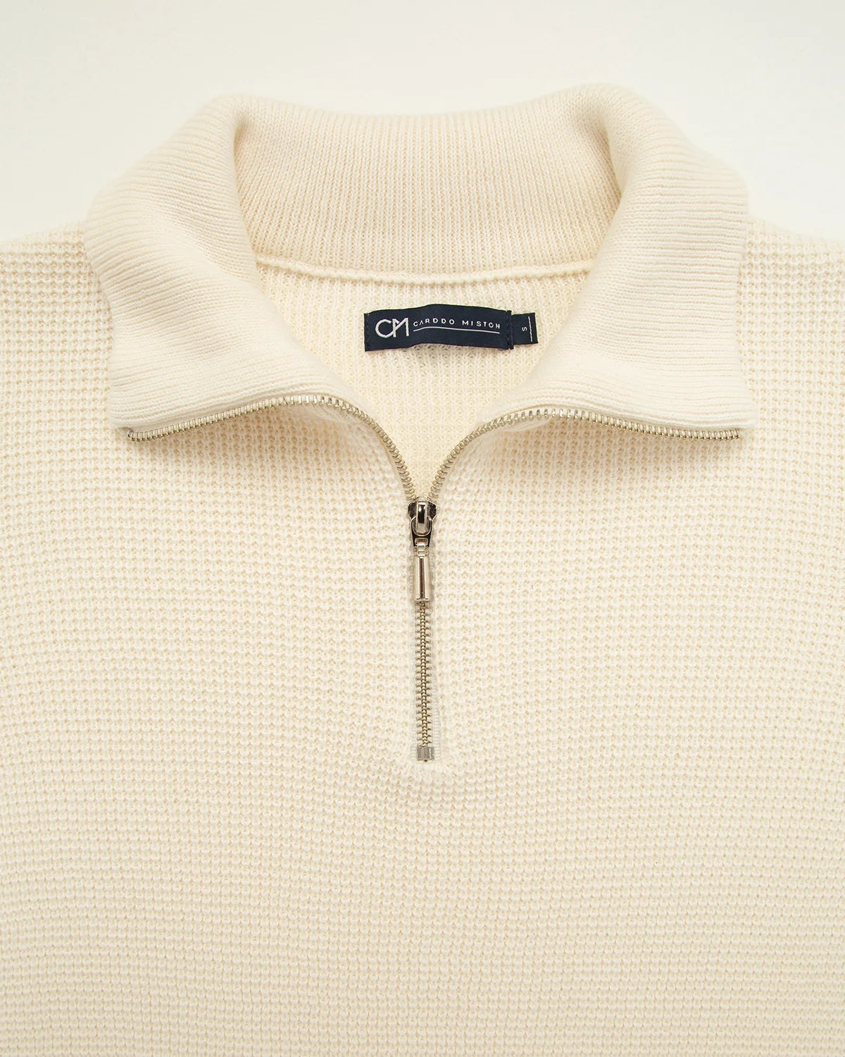 SACO PERLADO HALF ZIP ALGODÓN CREMA_02179