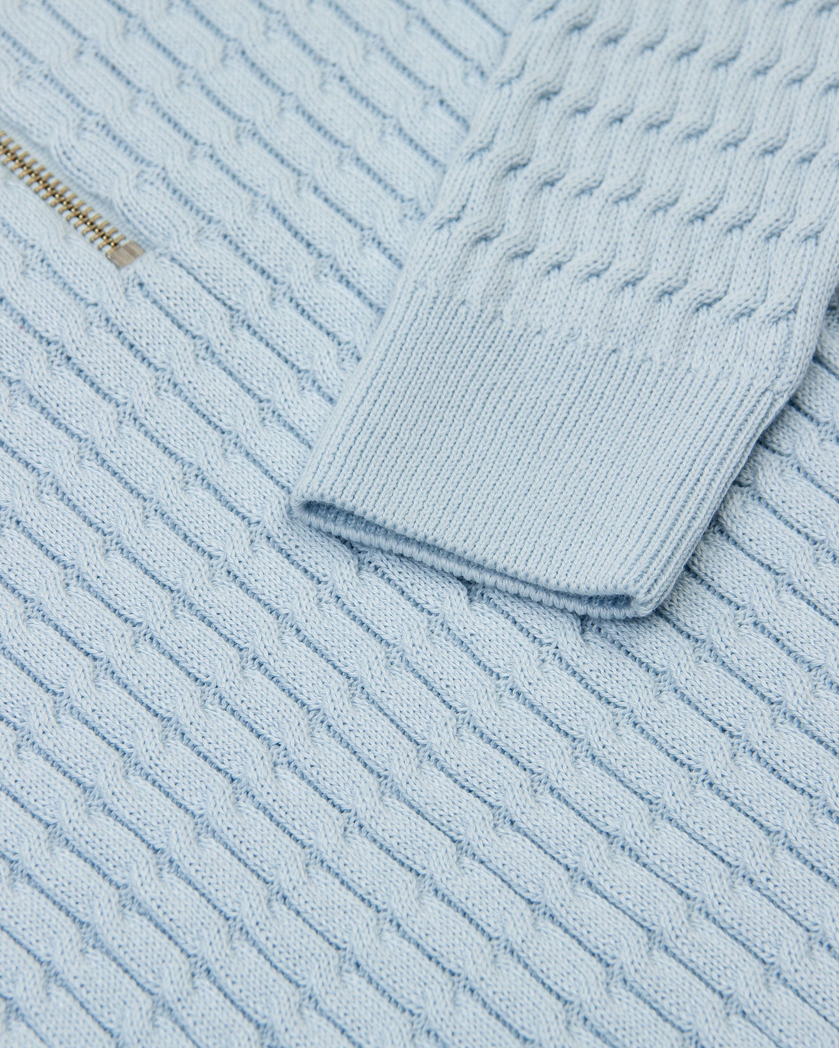 SACO TRENZADO HALF ZIP ALGODÓN AZUL CIELO_02175