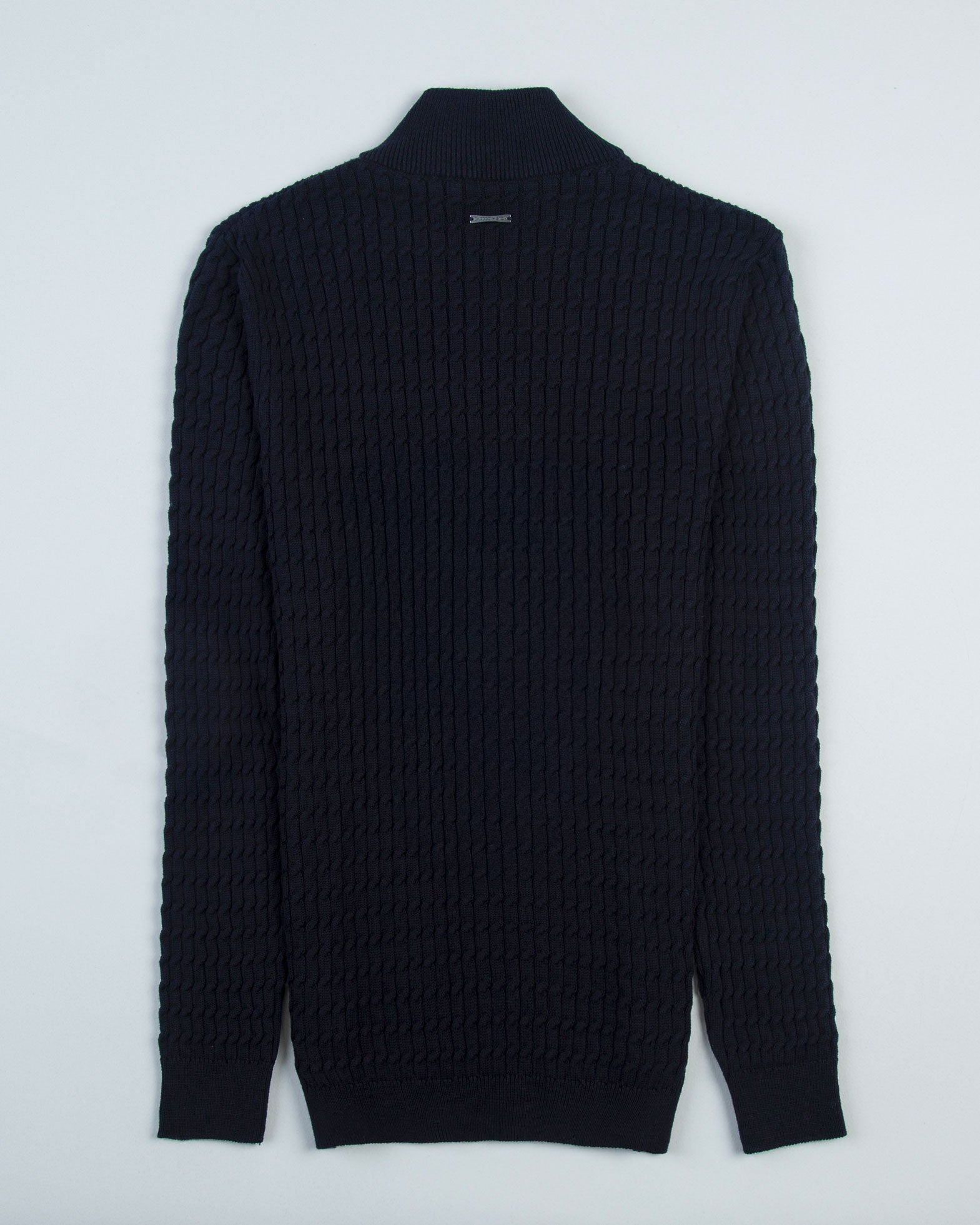 SACO TRENZADO HALF ZIP ALGODÓN AZUL OSCURO_02169