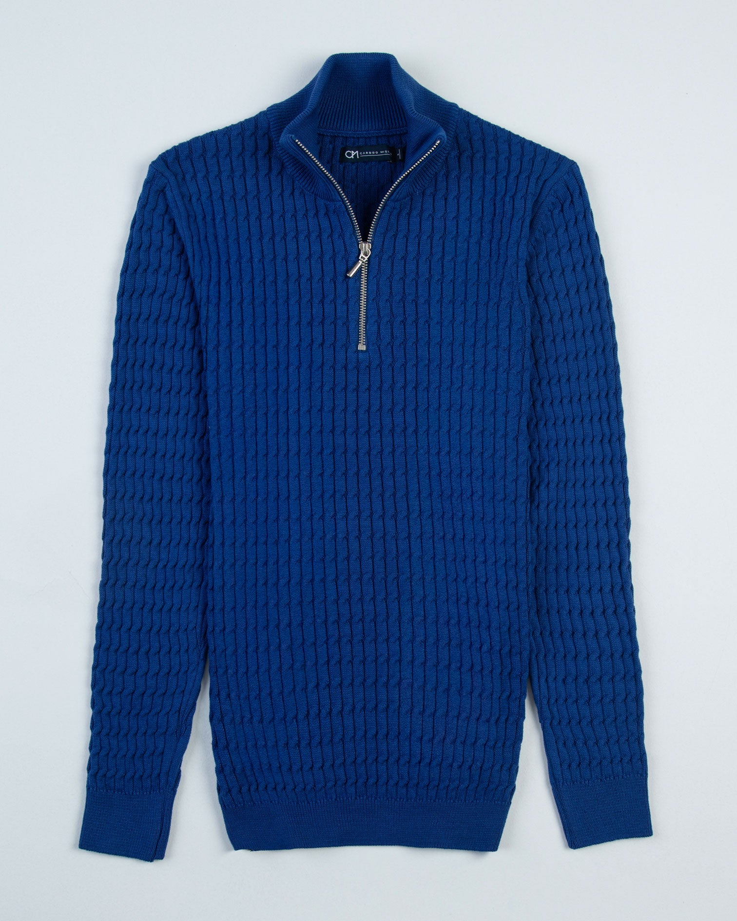 SACO TRENZADO HALF ZIP ALGODÓN AZUL ROYAL_02173