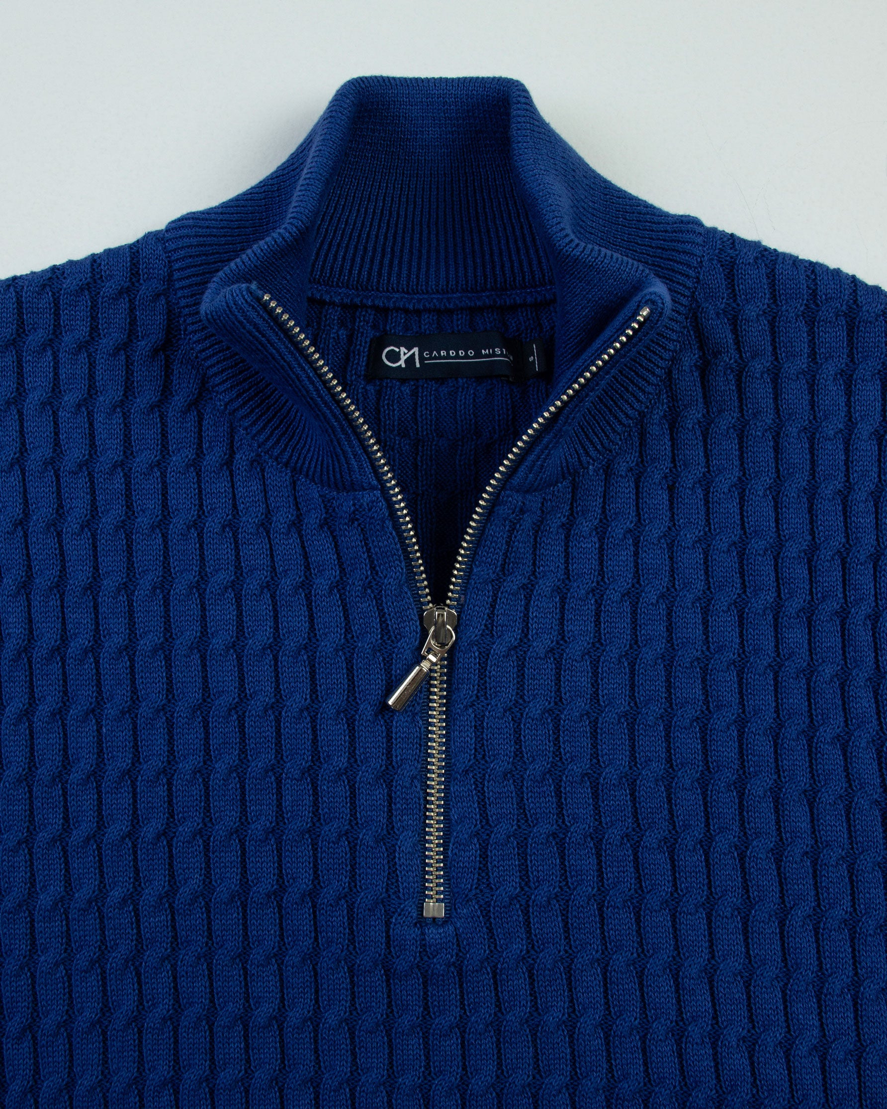 SACO TRENZADO HALF ZIP ALGODÓN AZUL ROYAL_02173