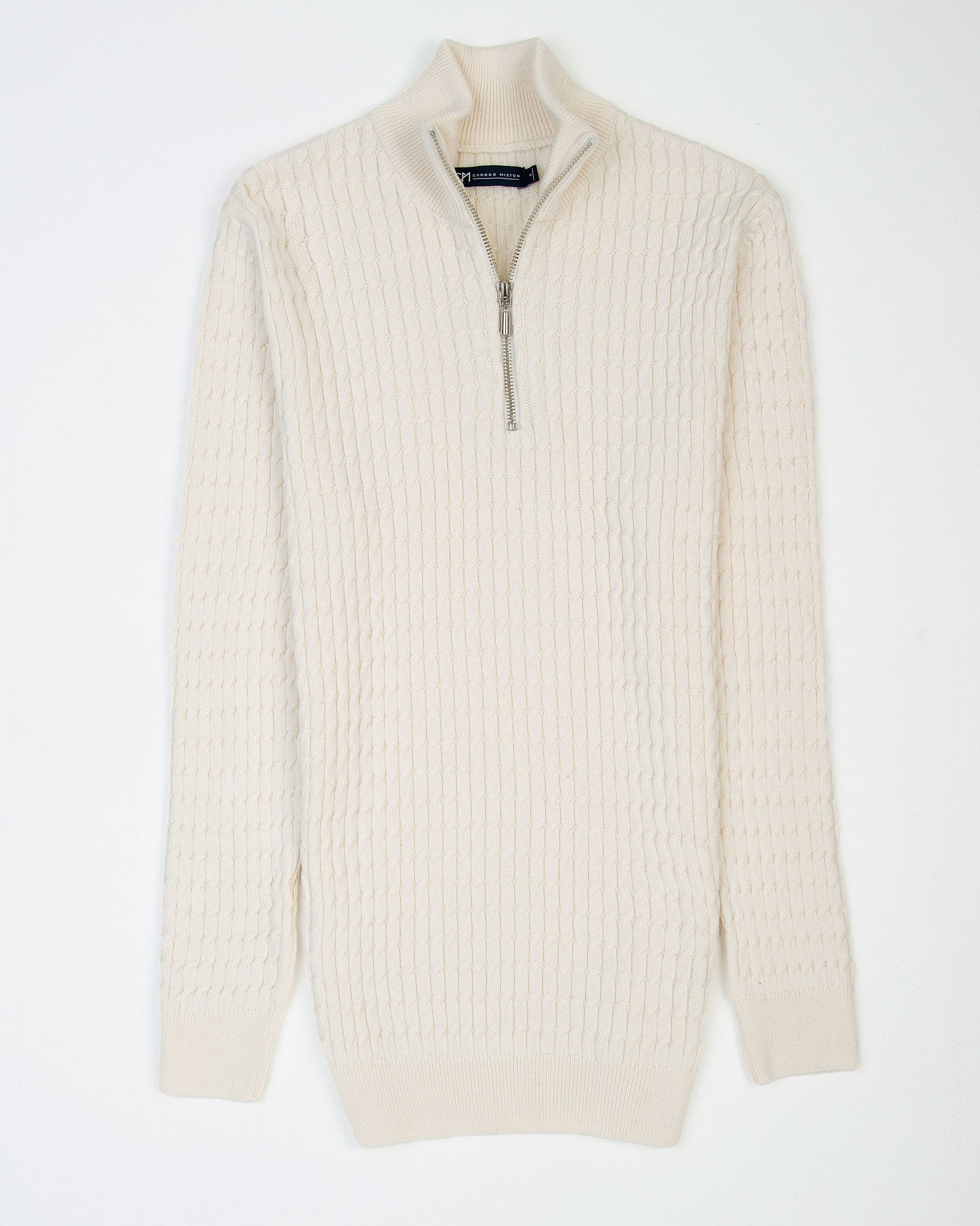 SACO TRENZADO HALF ZIP ALGODÓN CREMA_02172