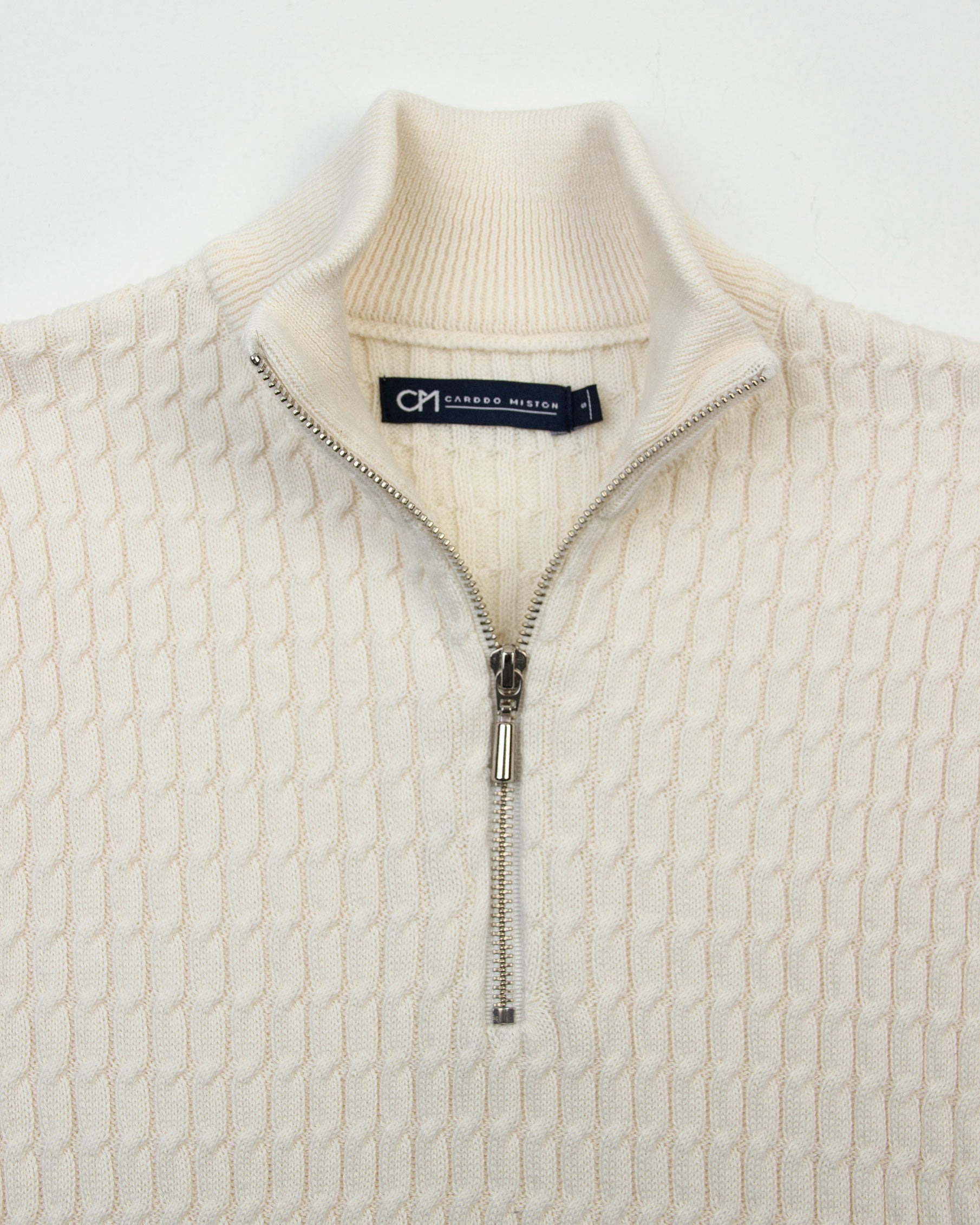SACO TRENZADO HALF ZIP ALGODÓN CREMA_02172