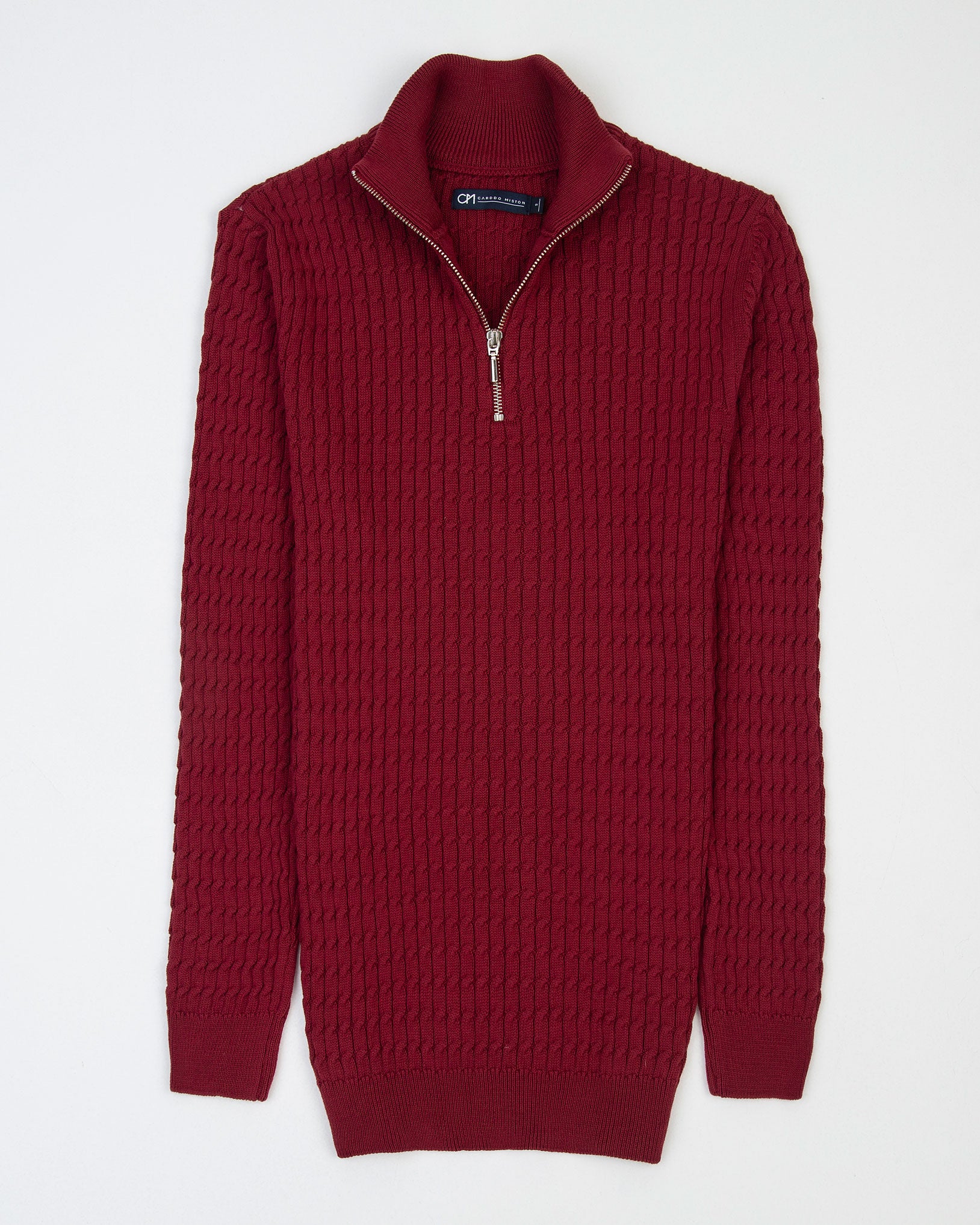 SACO TRENZADO HALF ZIP ALGODÓN VINO_02170