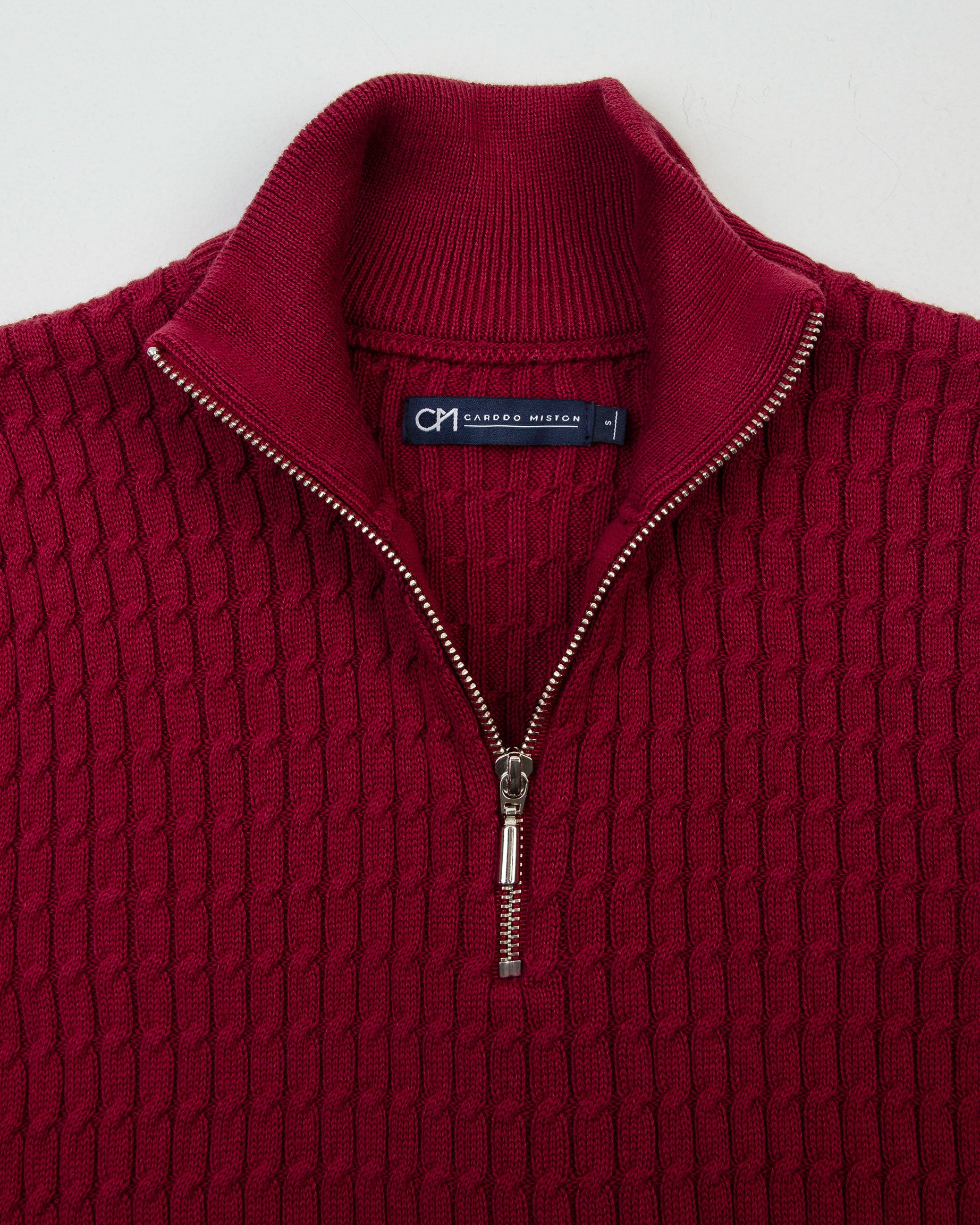 SACO TRENZADO HALF ZIP ALGODÓN VINO_02170